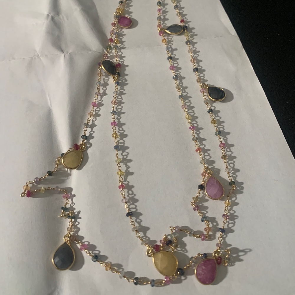 36 inch multicolored tourmaline necklace